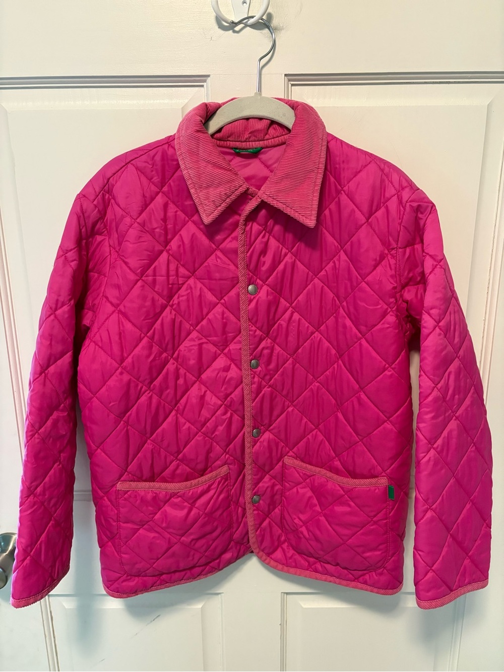United Colors of Benetton pink quilted field jacket coat womens size l large